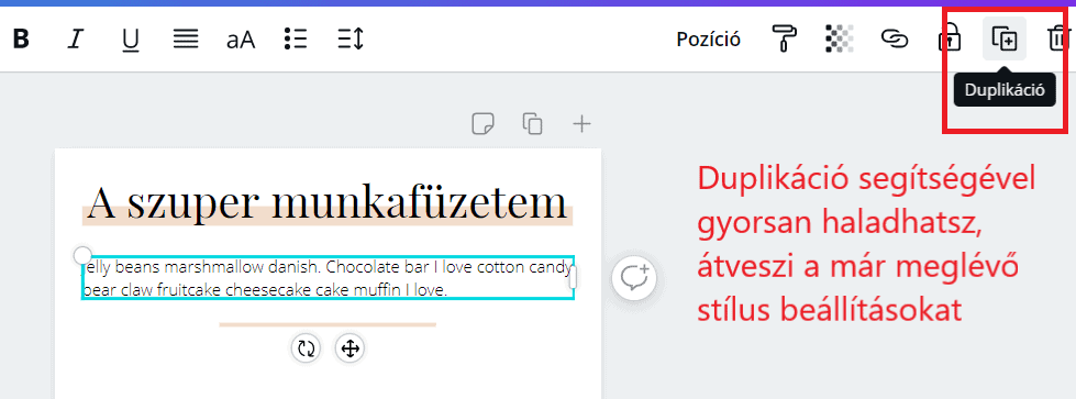 Duplikáció lehetősége Canvában