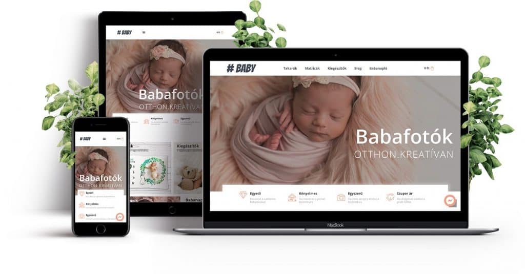 Reszponzív weboldal 3 féle készüléken bemutatva